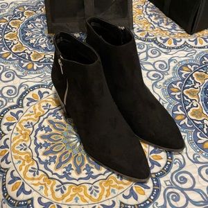 Suede look black booties